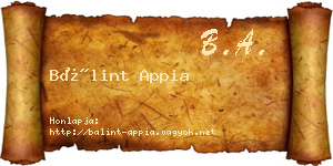 Bálint Appia névjegykártya